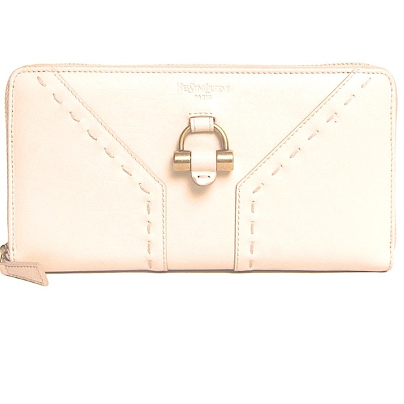 Yves Saint Laurent Cream Leather Wallet with Gold Hardware - Picture 1 of 16